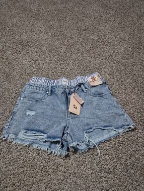 Light Blue Distressed Denim Women's Shorts